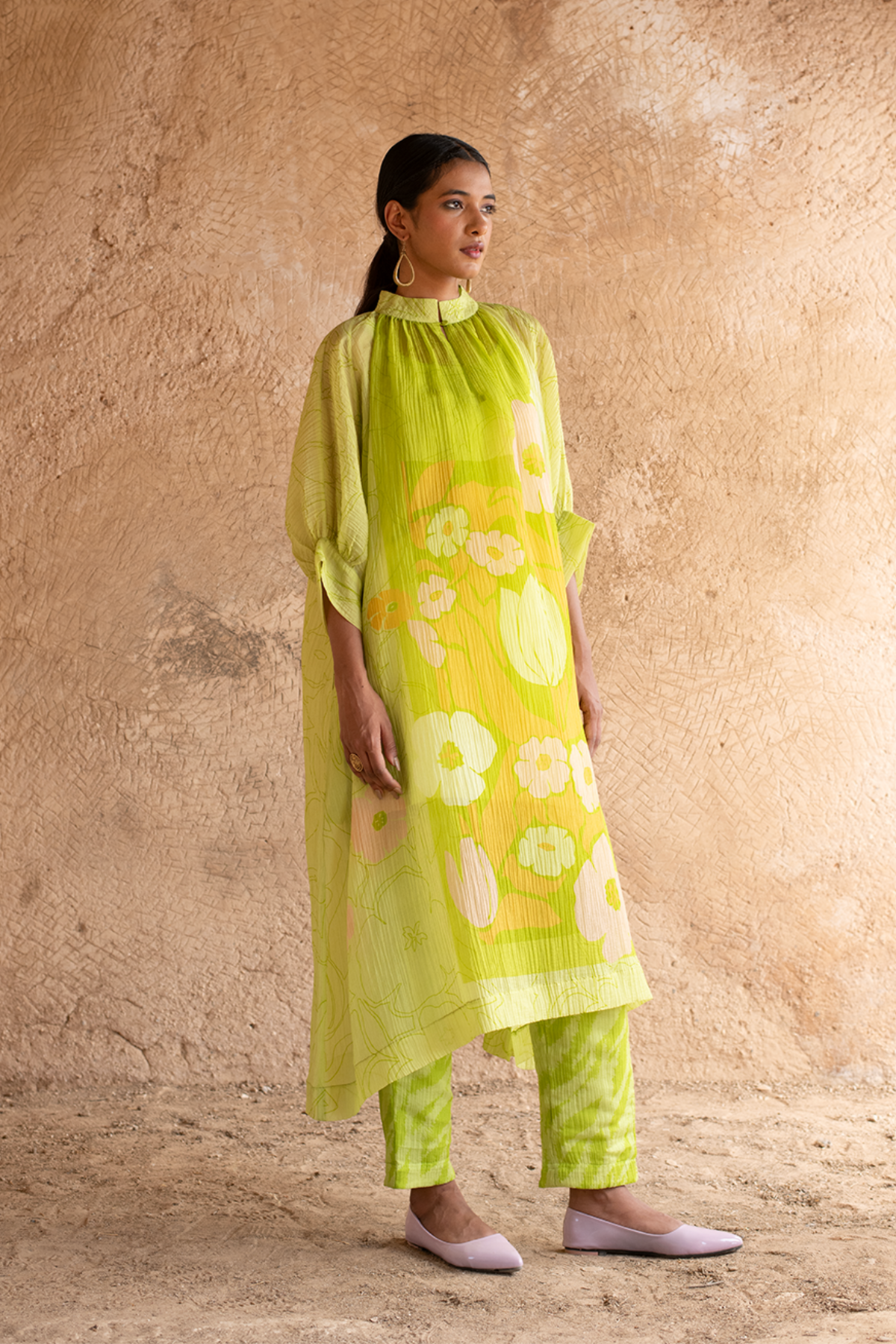 Lime Green A-line Kurta Set
