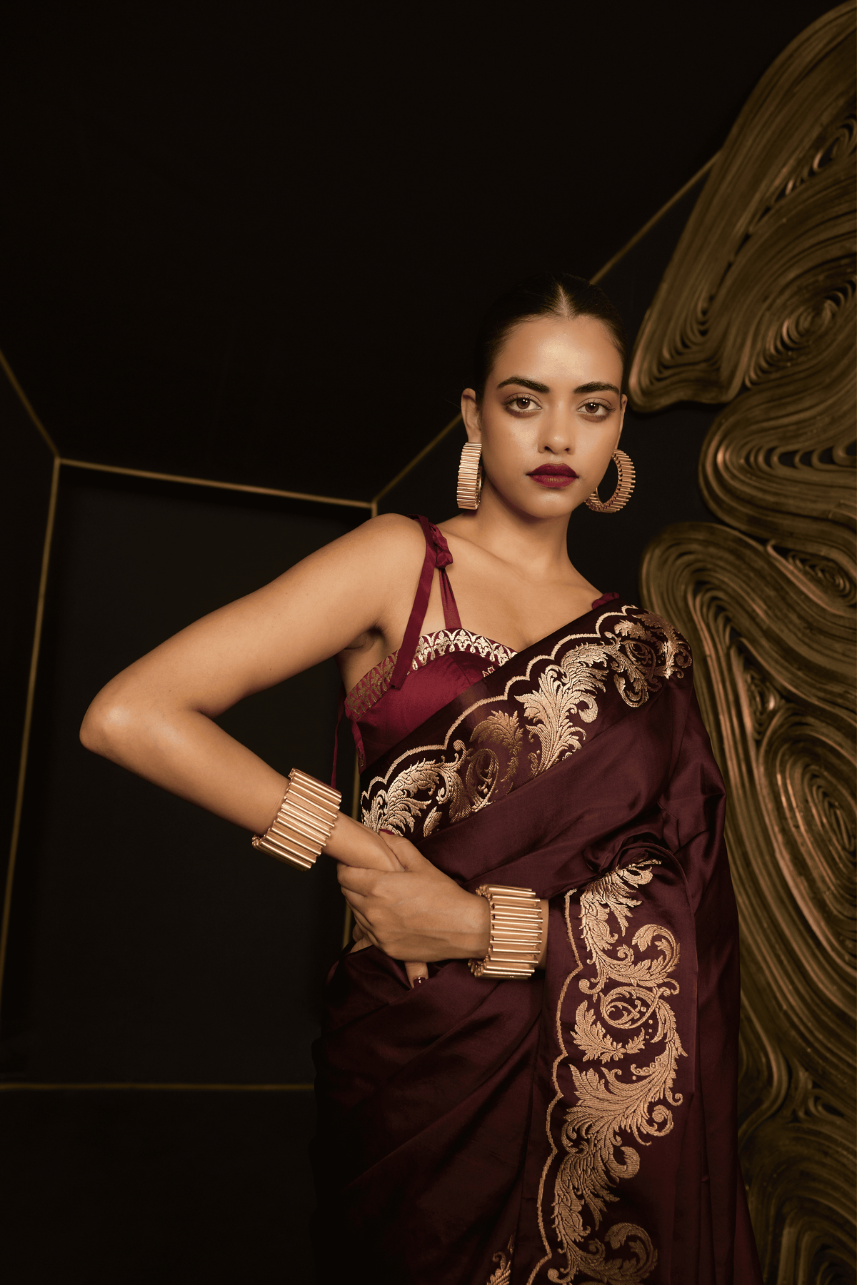 Only Yours Saree in Garnet