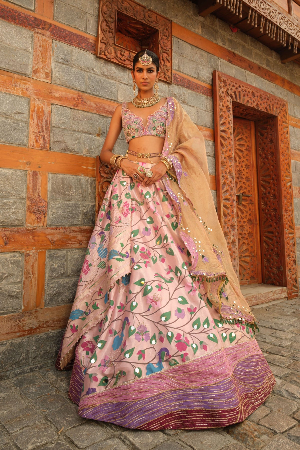 Paithani Pink Lehenga Set