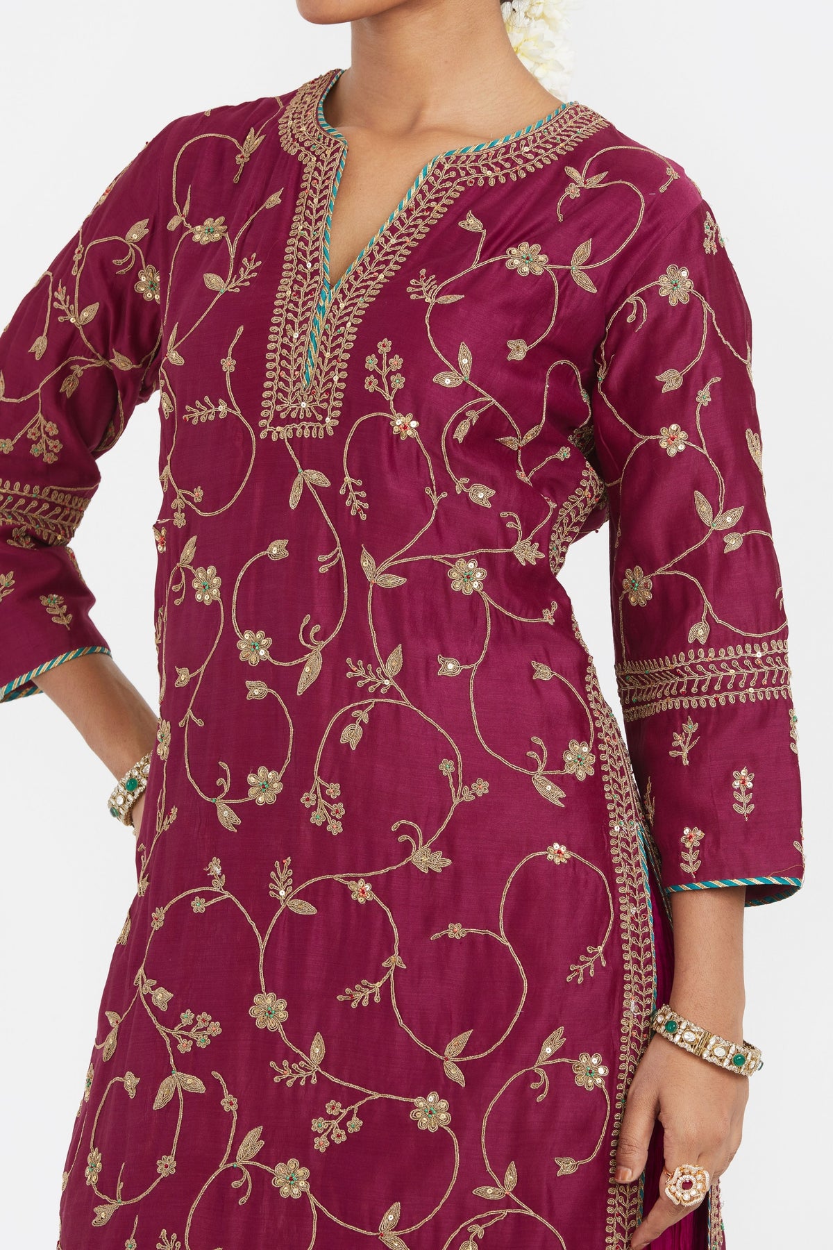 Chanderi Red Lehenga Set