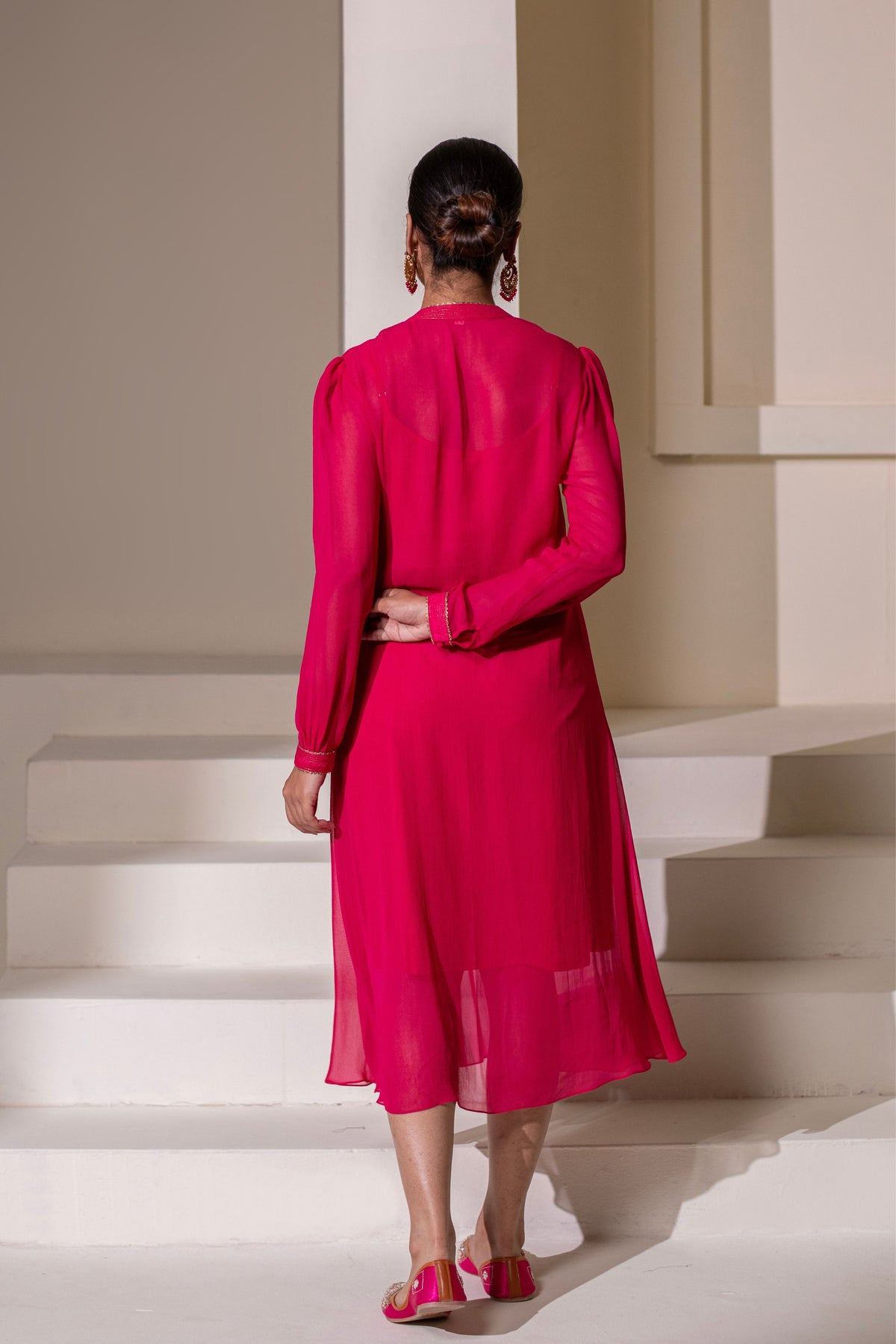 Fuchsia Pink  Embellished Dress