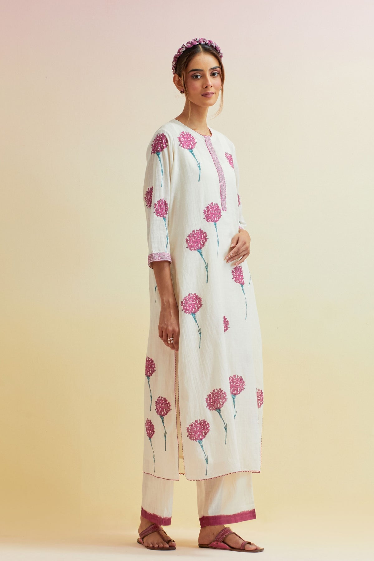 Off-white Embroidered Kurta Set