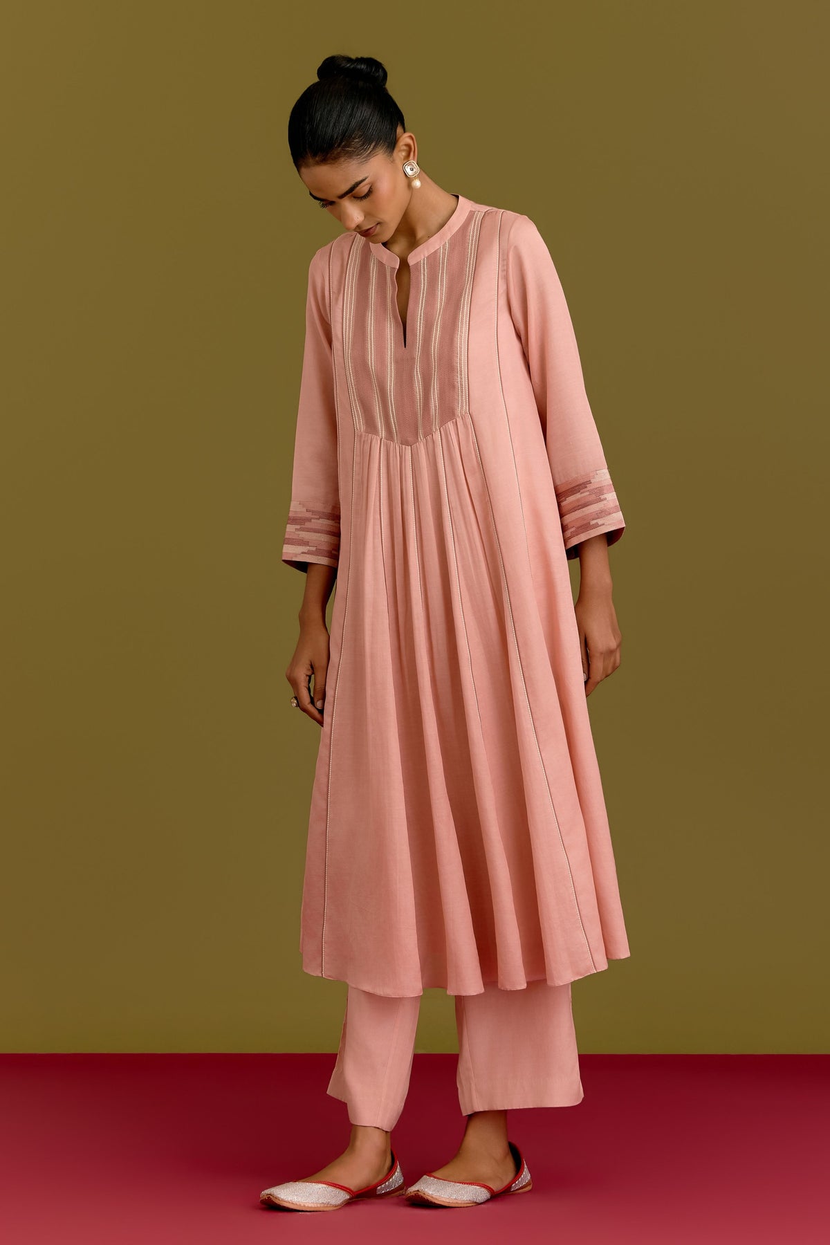 Blush Pink Chanderi Kurta Set