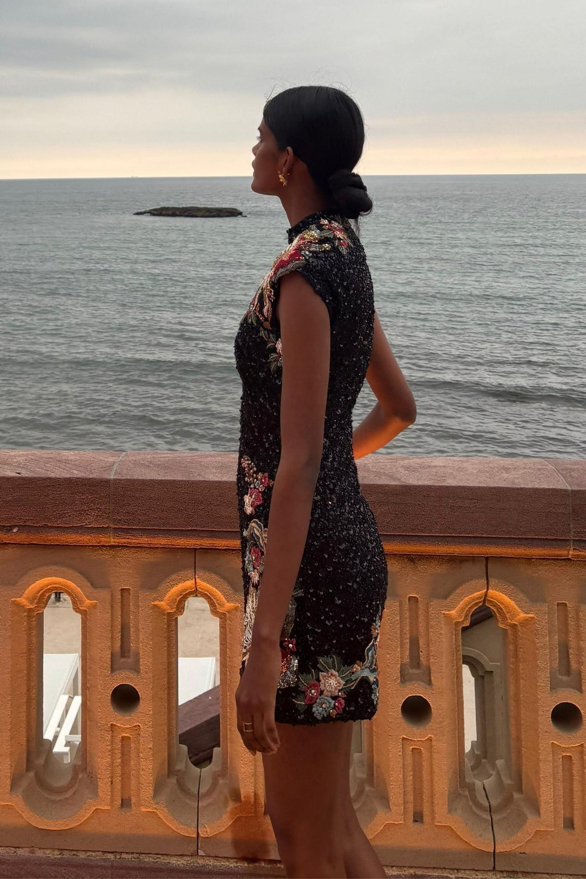 Midnight Bloom Sequin Mini Dress