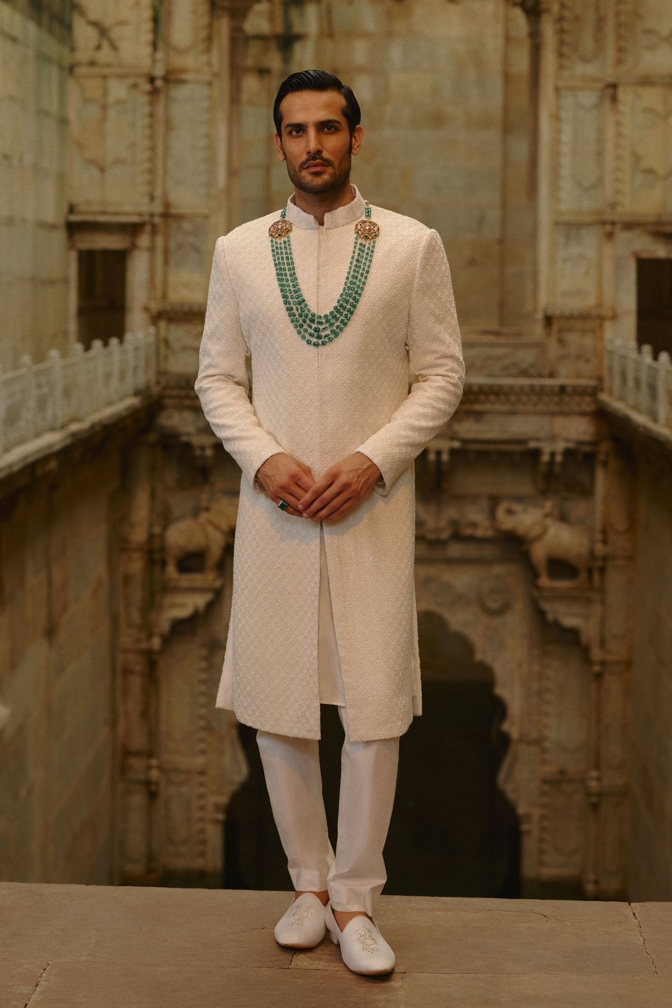 Sherwani in Cotton Silk - Nitika Gujral Menswear - Elahe