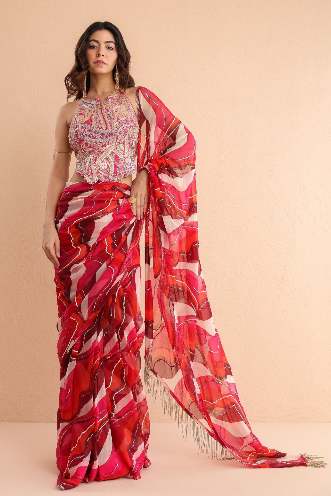 Cosmopolitan Saree With Backless Blouse - Pallavi Jaipur - Elahe