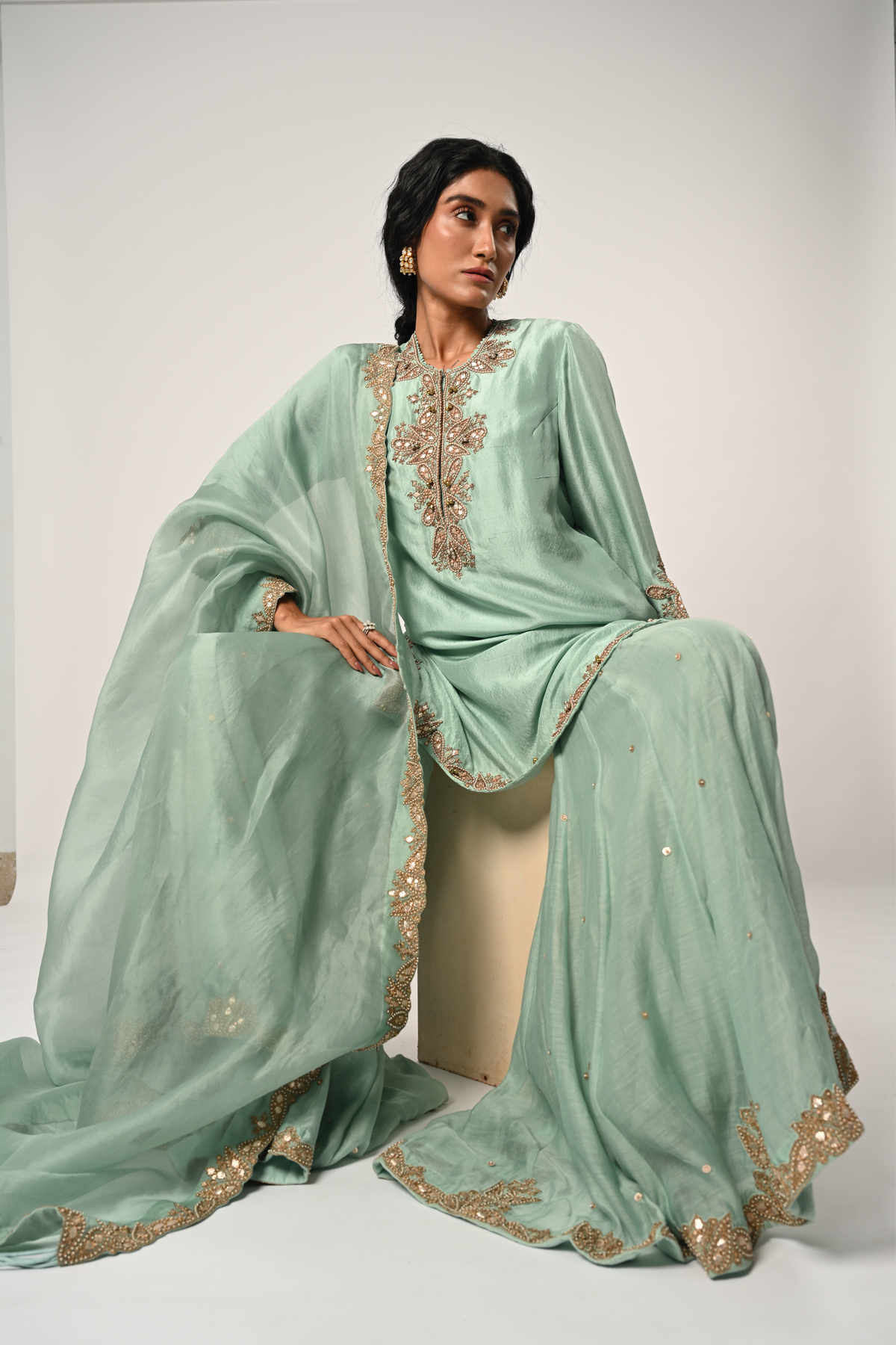 Powder Blue Sharara Set