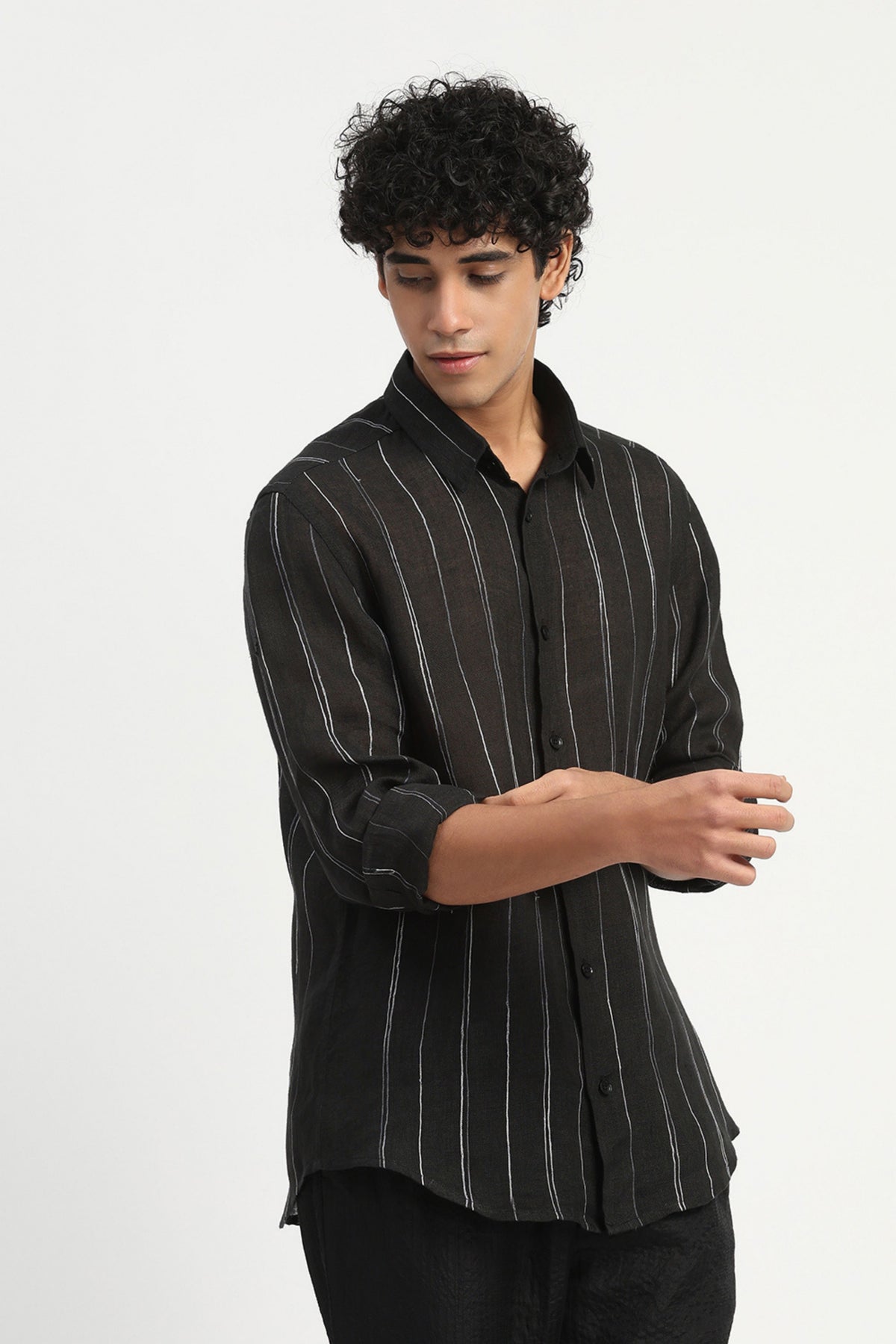 Black Shaded Aari Stripes Shirt