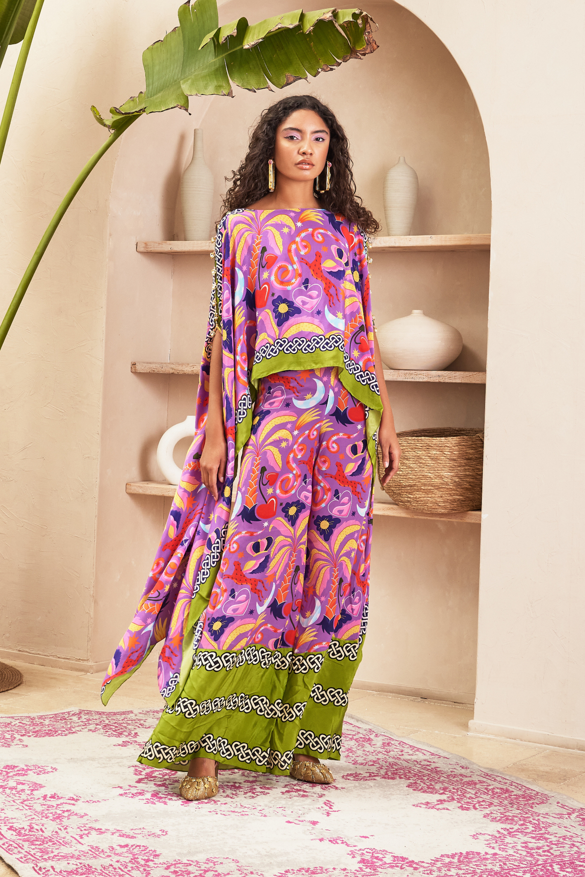 Sylvia Lilac Kaftan Top &amp; Pant Set