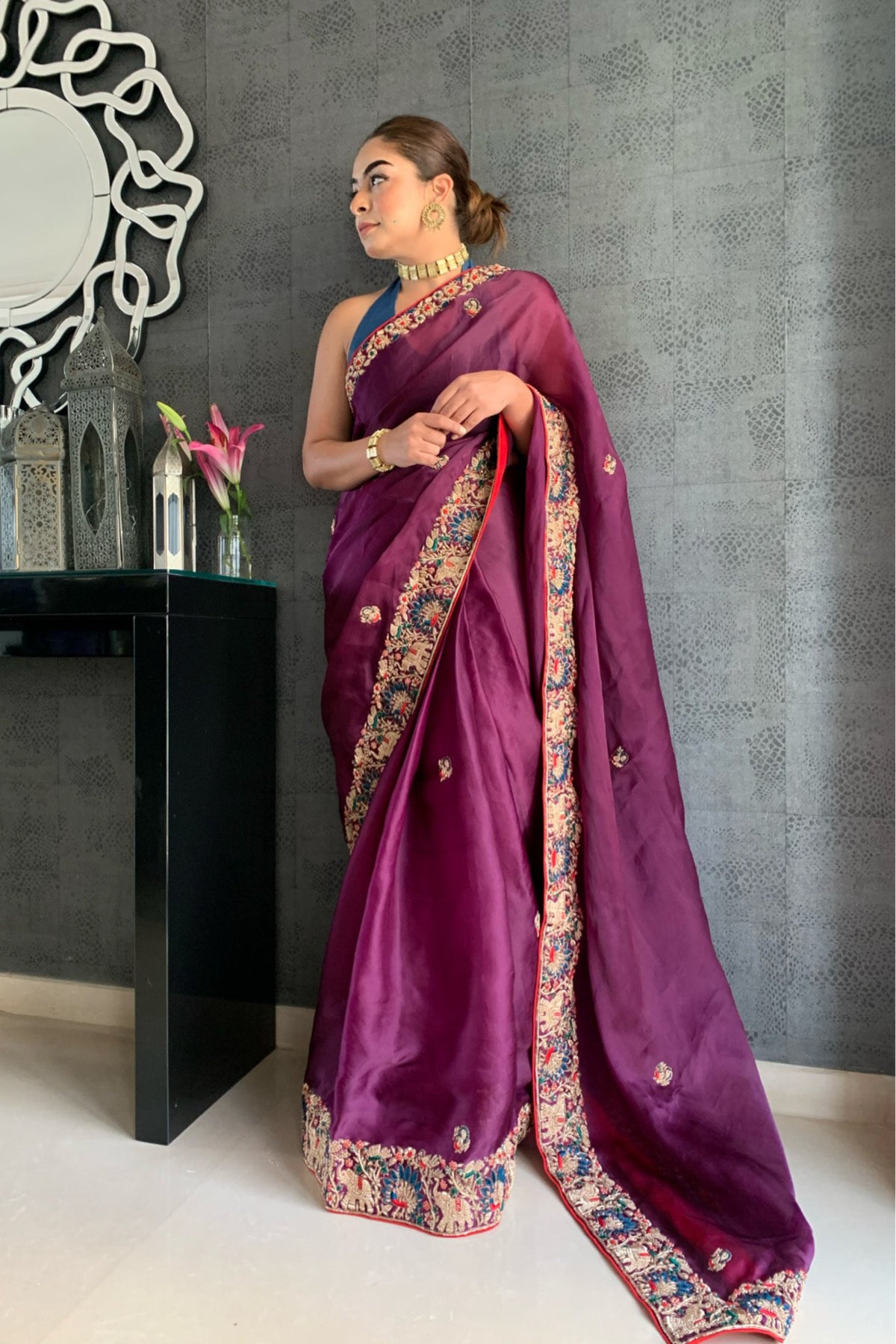 Royal Purple Organza Saree