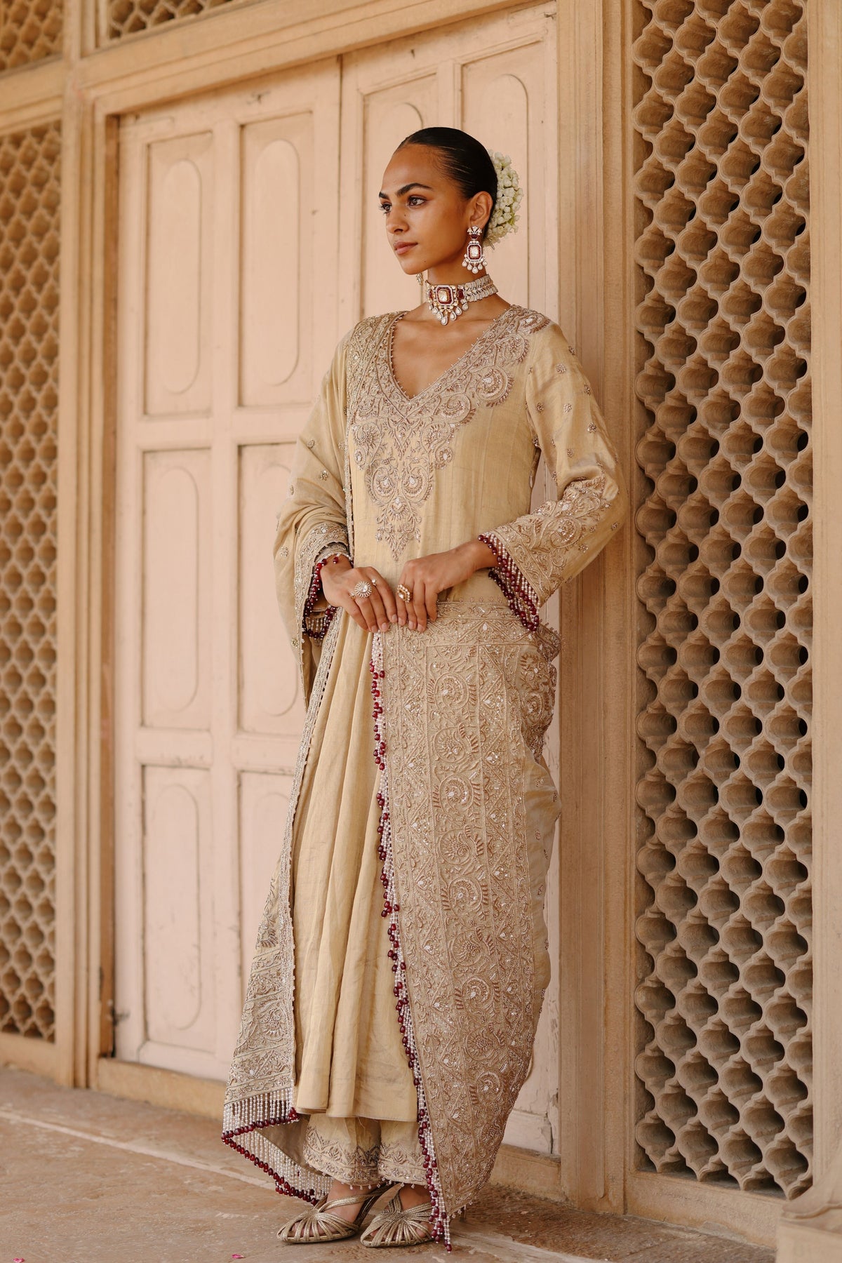 Rooh Gold Anarkali Set