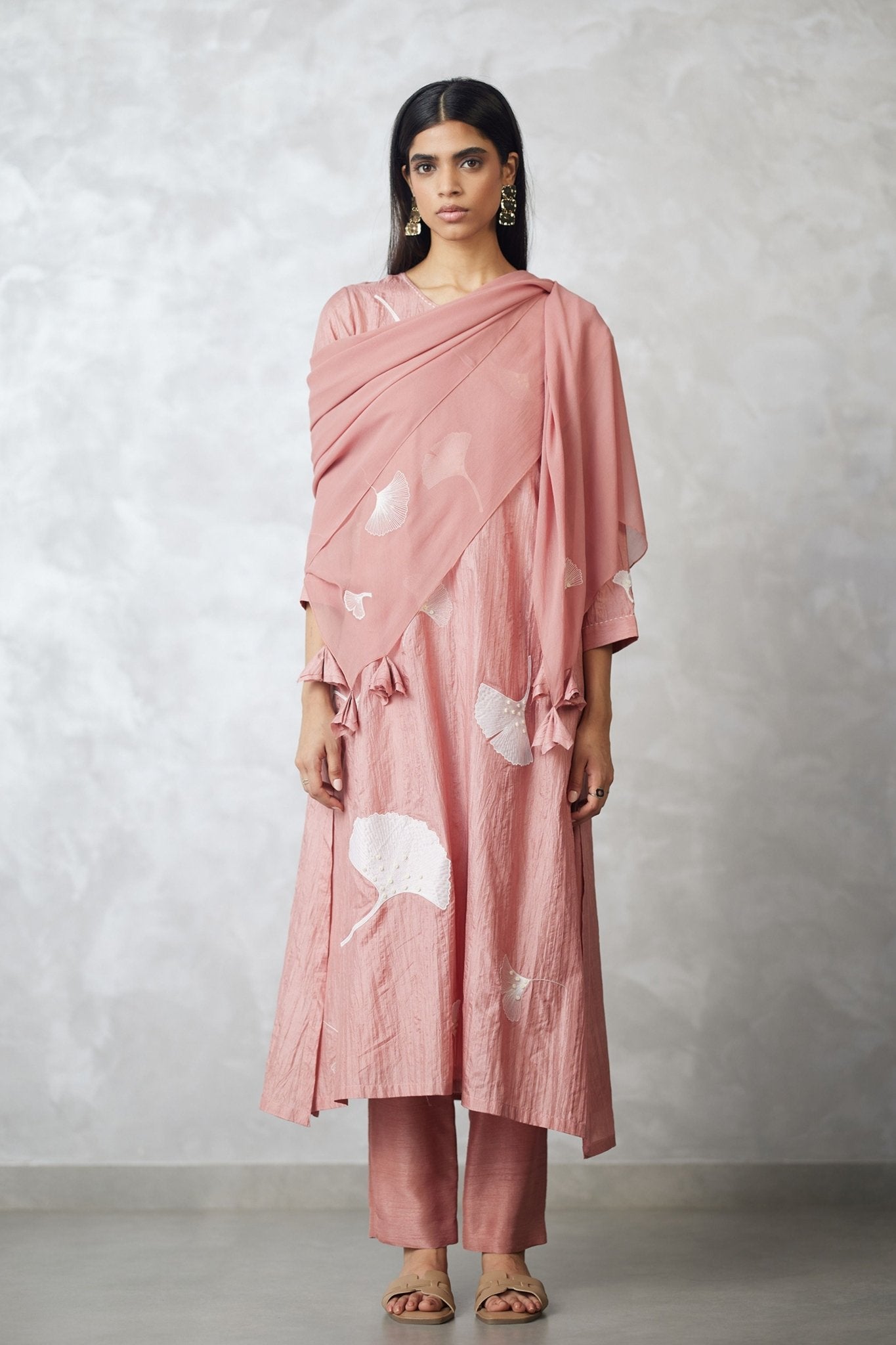 Old Rose Straight Kurta Set - Nachiket Barve - Elahe