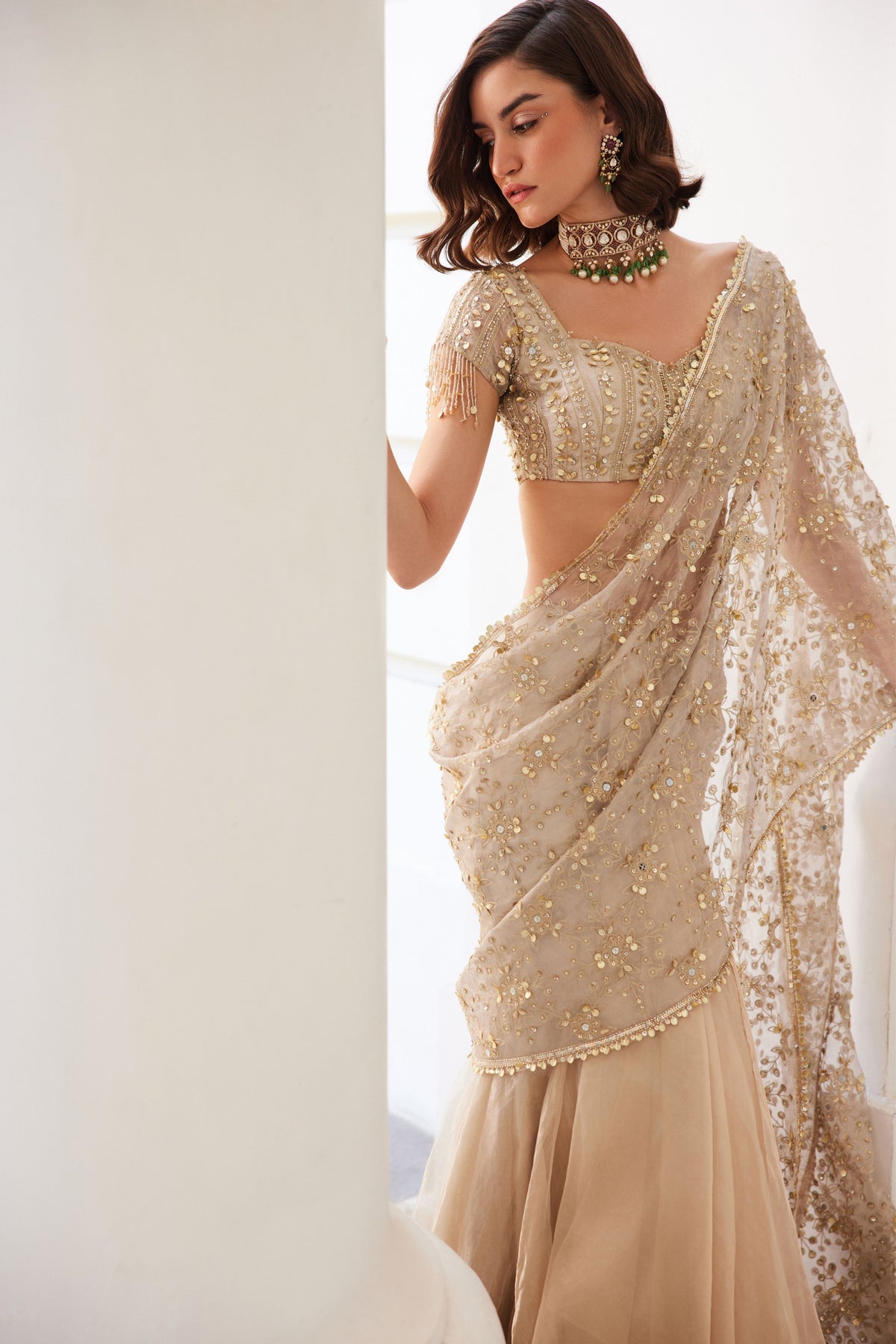 Tissue Pre-drape Saree