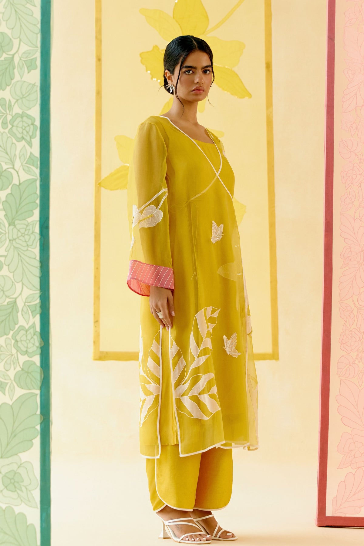 Mustard Applique Kurta Set
