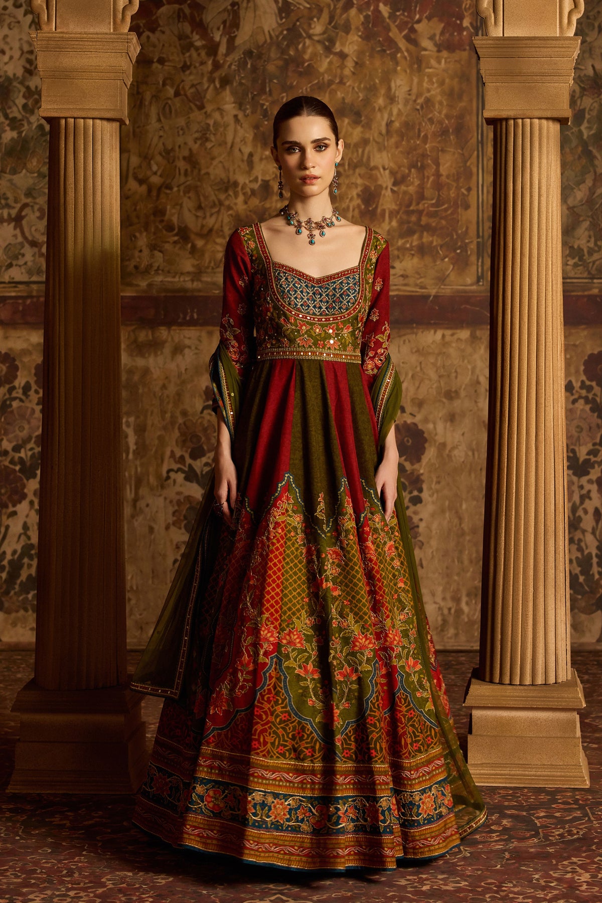 Shirina Maroon Anarkali Set