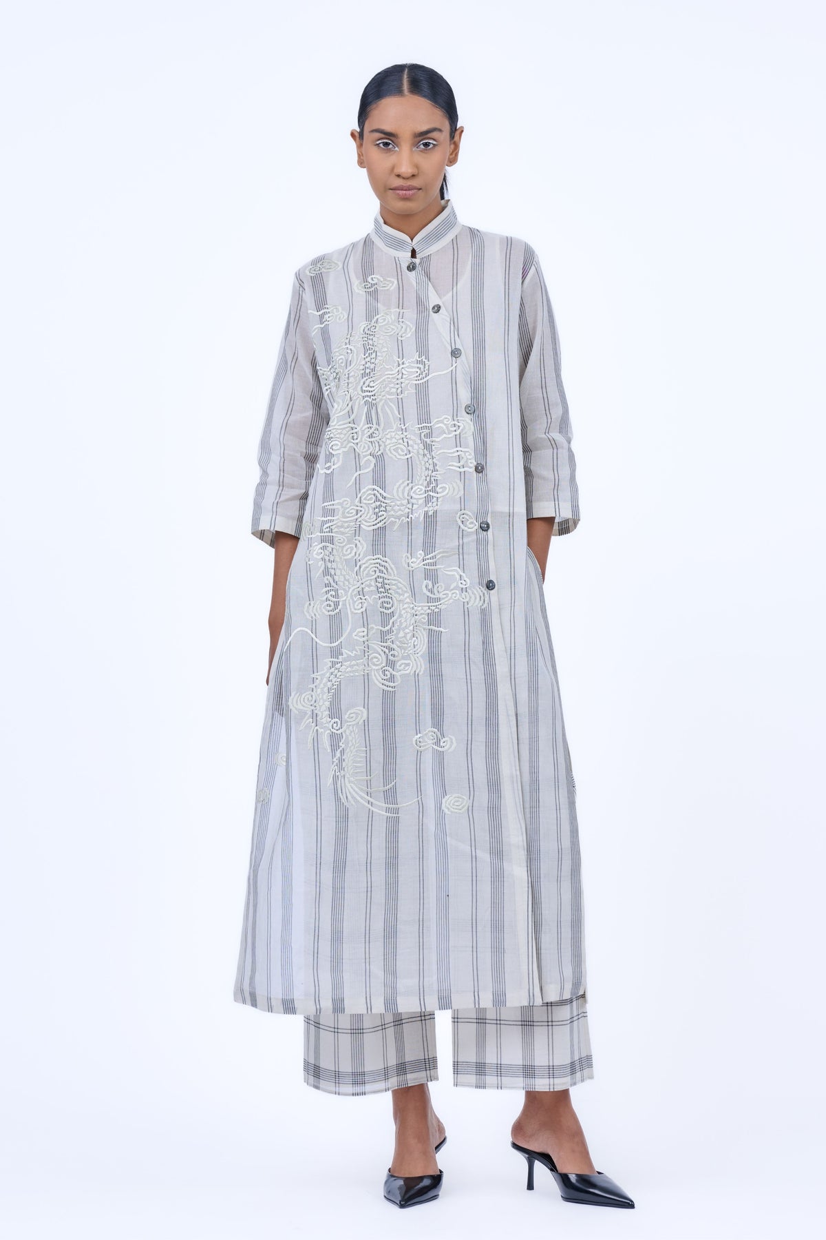 Threadwork Yarn Dyed Cotton Kurta