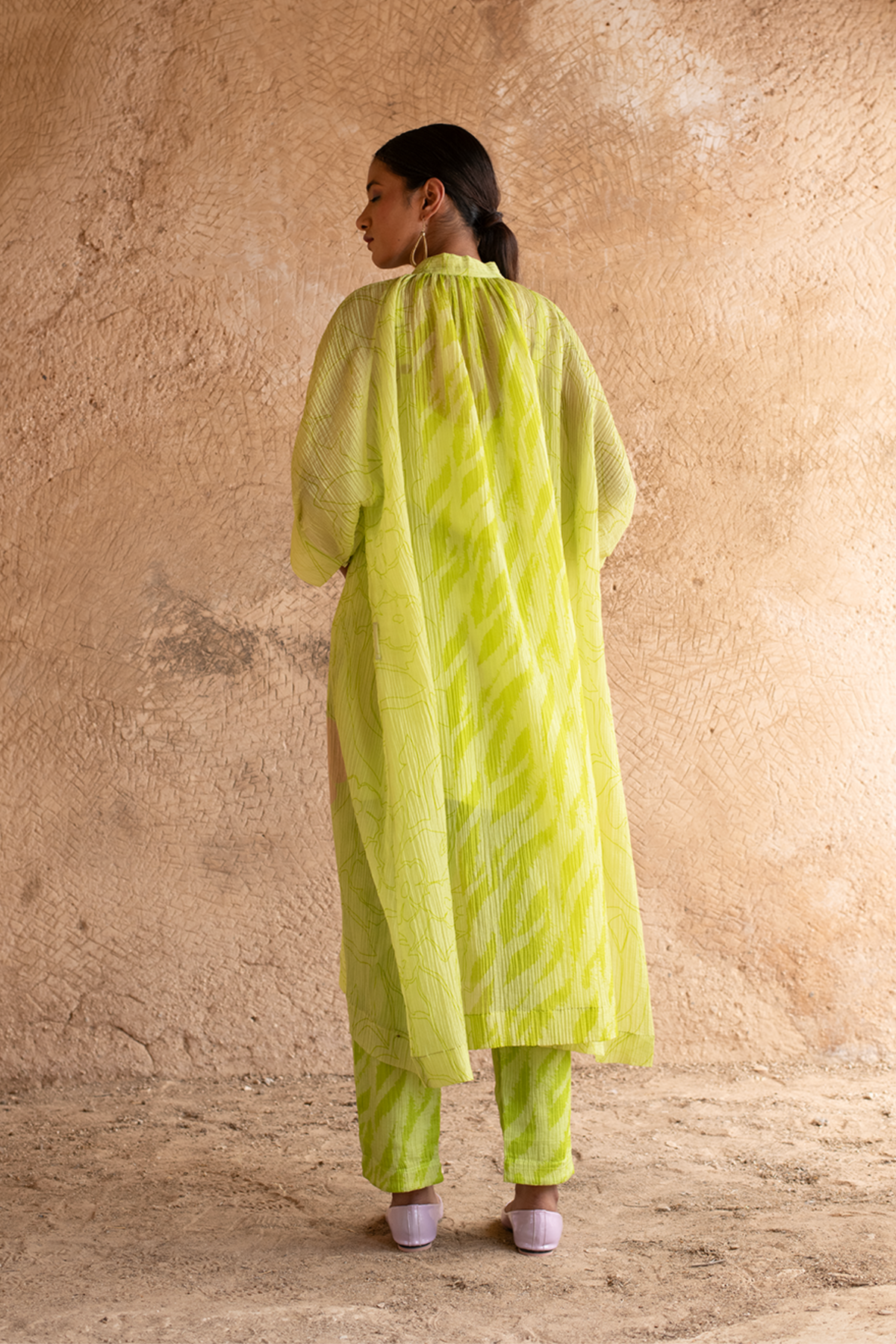 Lime Green A-line Kurta Set