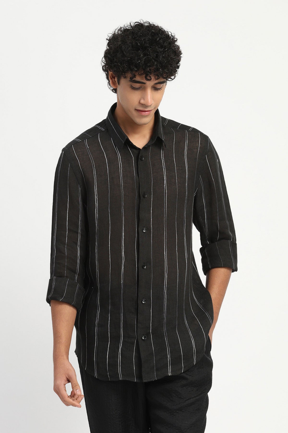 Black Shaded Aari Stripes Shirt