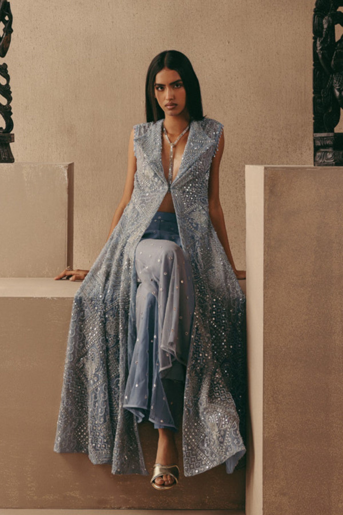 Blue Bootcut Pants