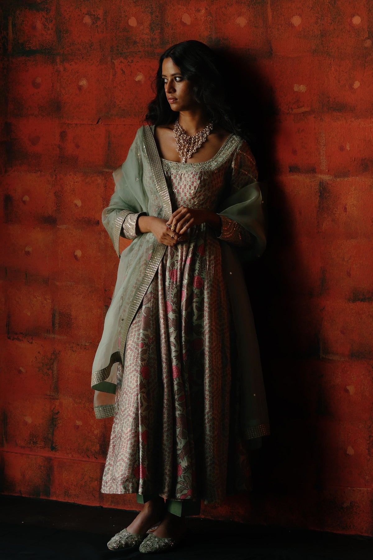 Mint Anarkali Set