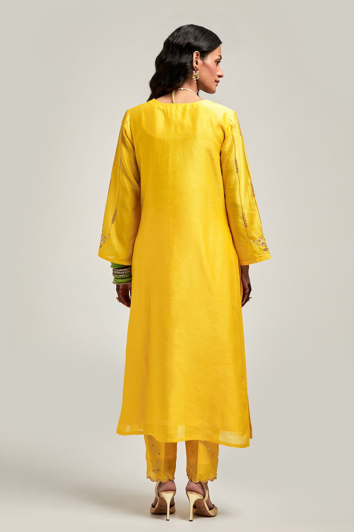 Embroidered Yellow Kurta Set