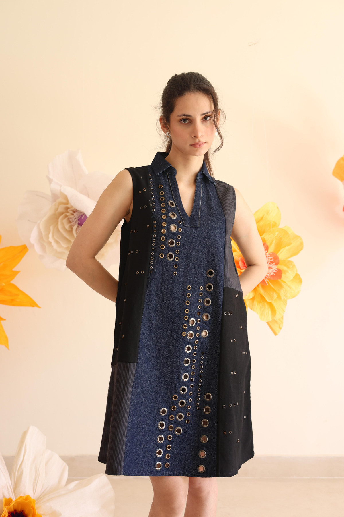 Midnight Blue Panelled Dress