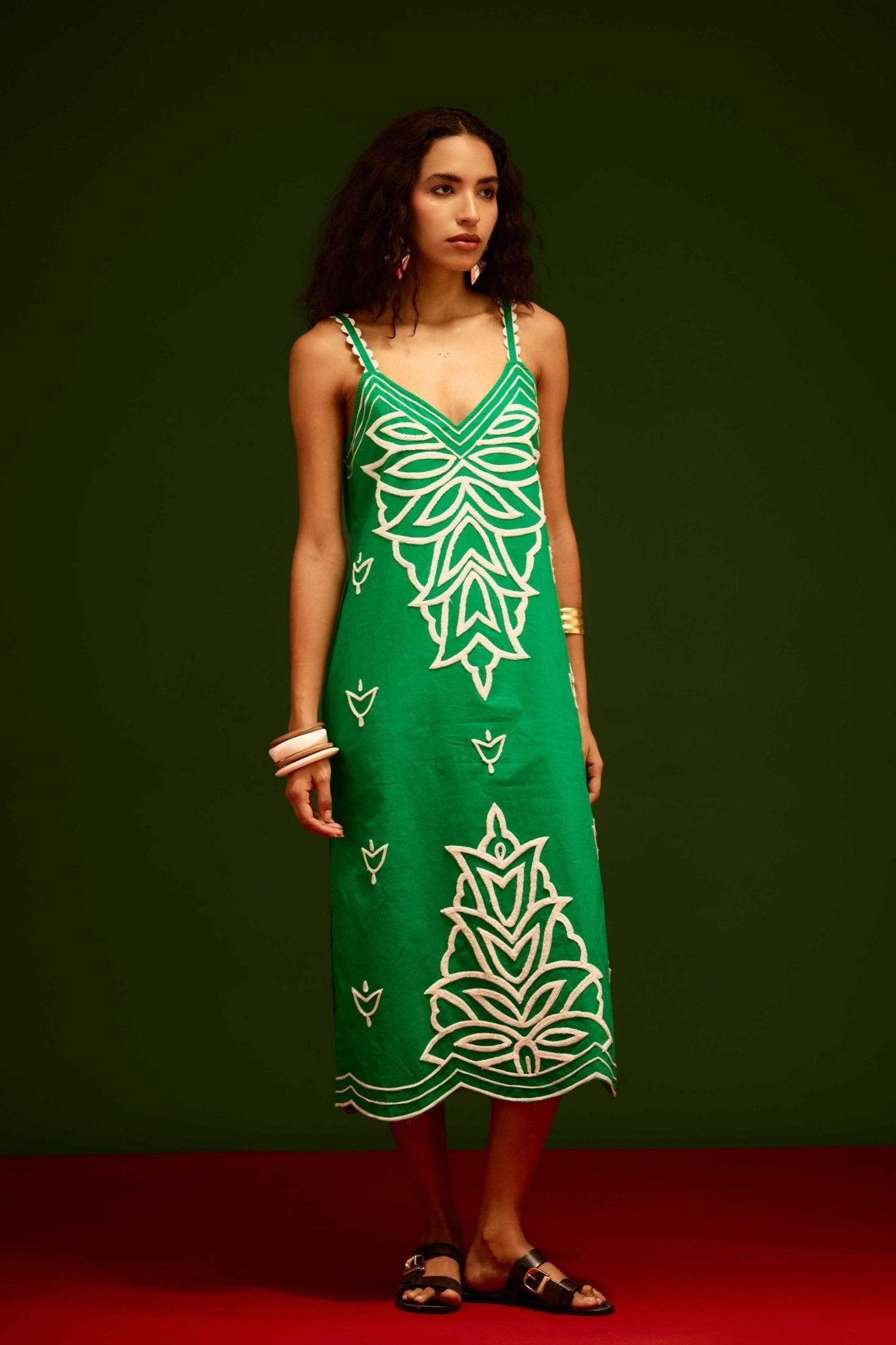 Green Strappy Dress - Indian Summer Story - Elahe