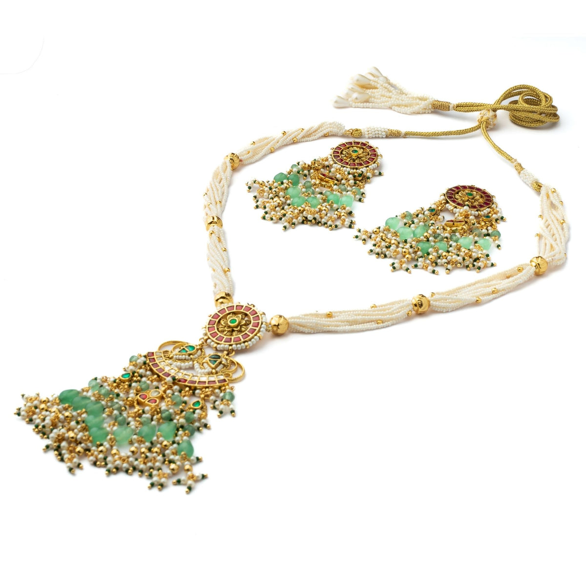 Green Polki Necklace Set