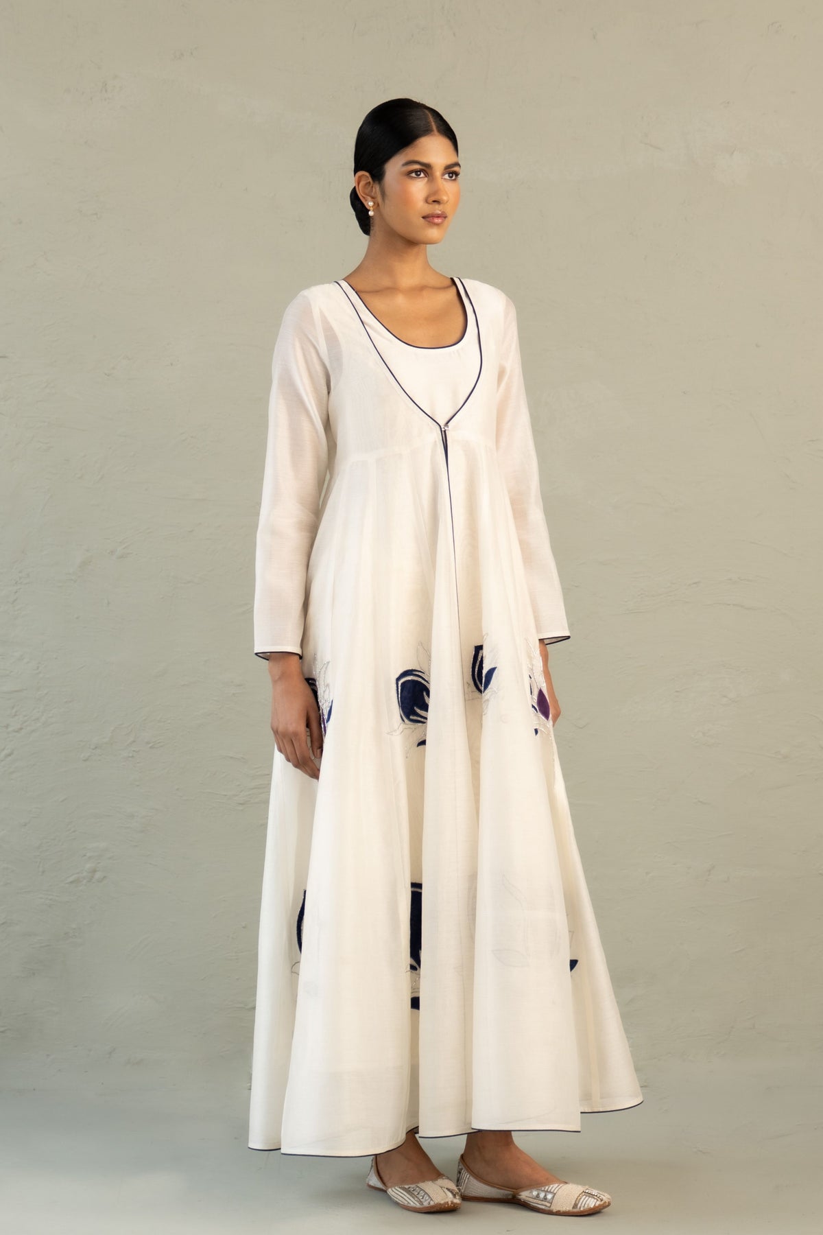 Blue Edit Anarkali With Dupatta