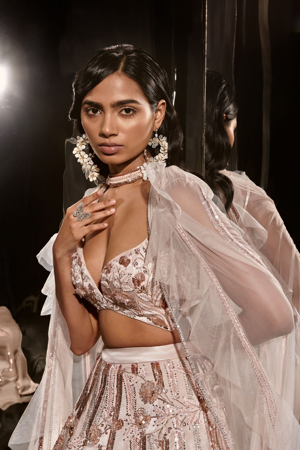 Nude Embroidered Lehenga Set