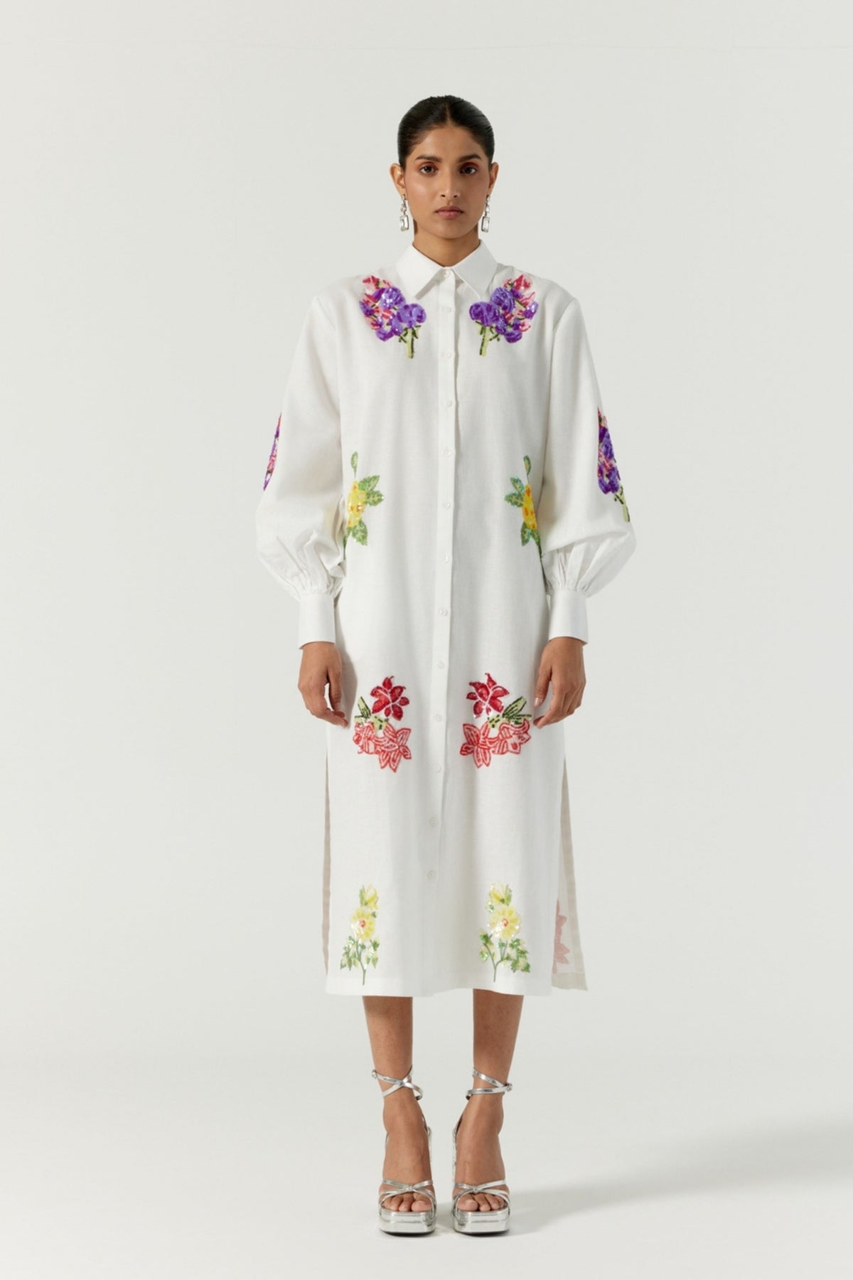 White Botanical Dress