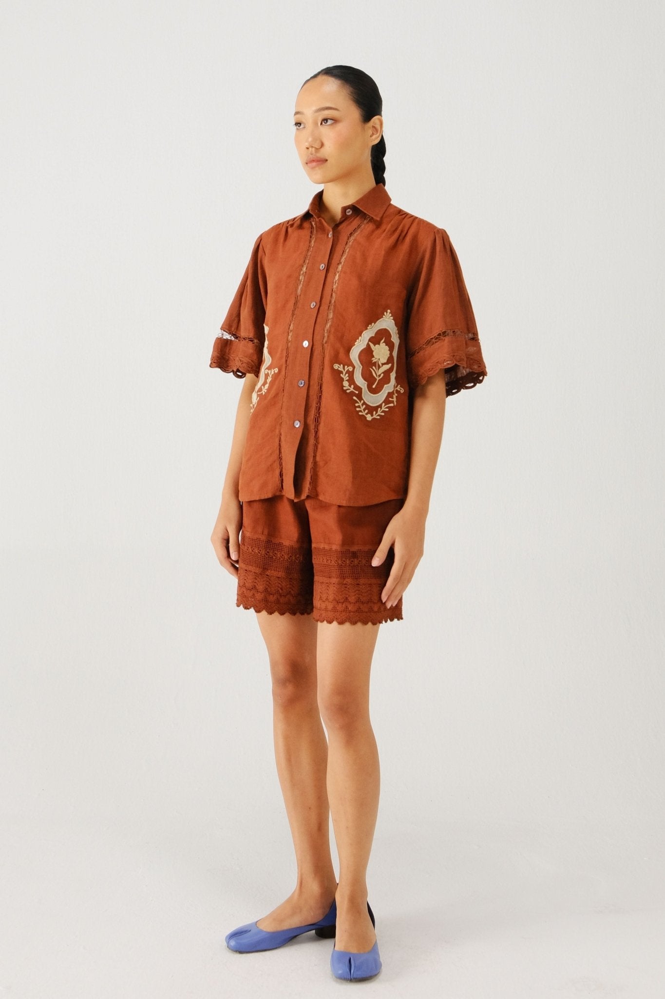 Rust Victorian Shirt - Cord - Elahe
