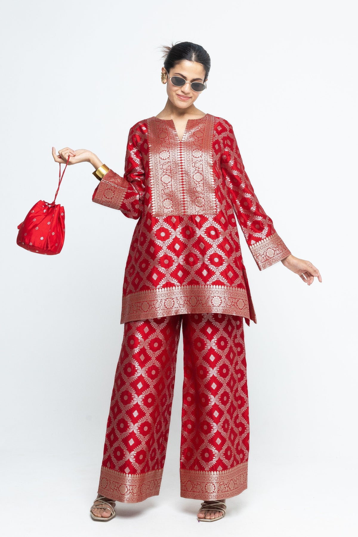 Heera  Jaal Red Tunic Set