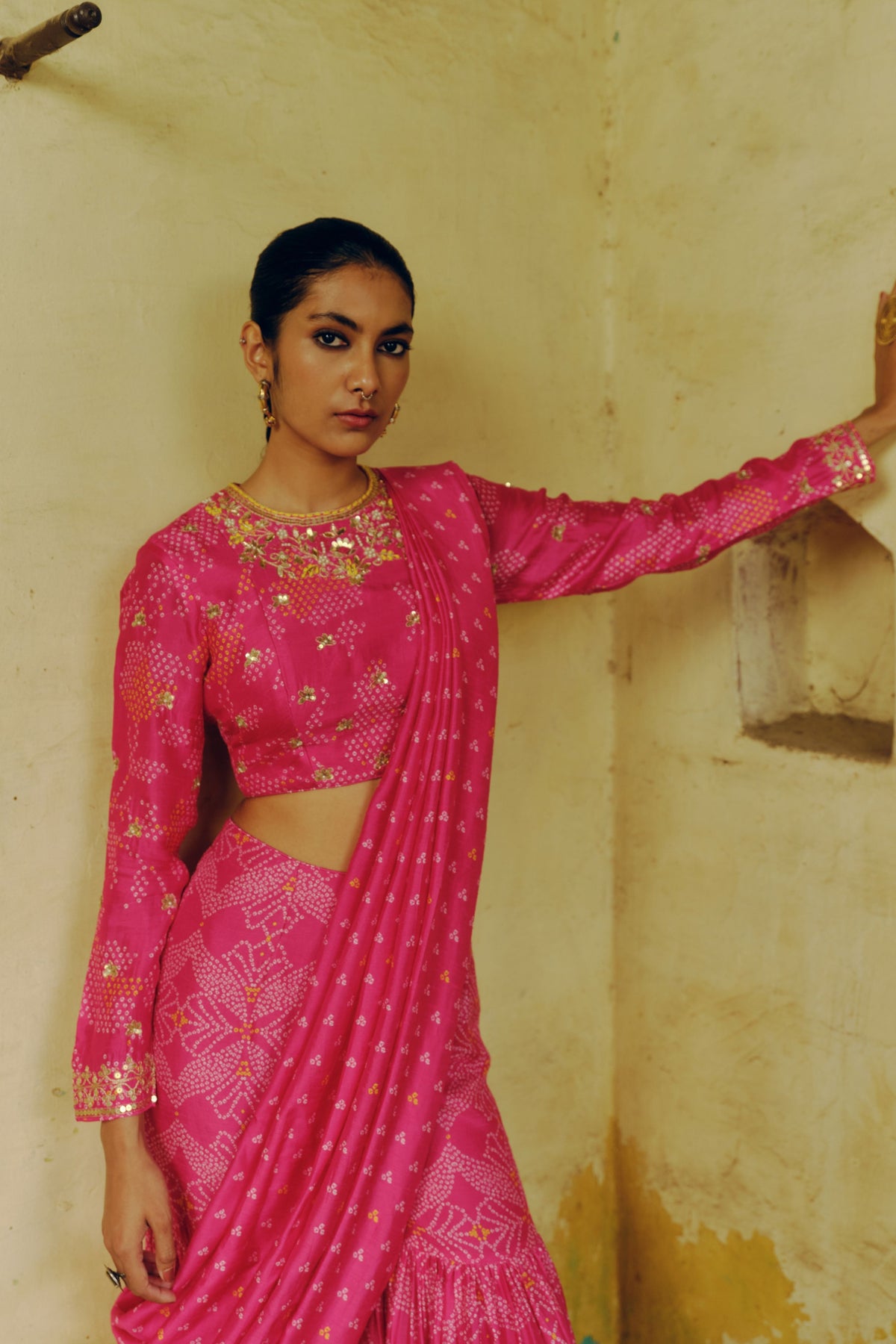 Rani Pink Sharara Saree