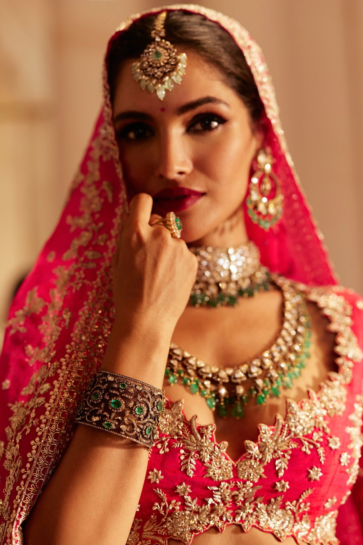 Cherry Red Bouquet Lehenga Set