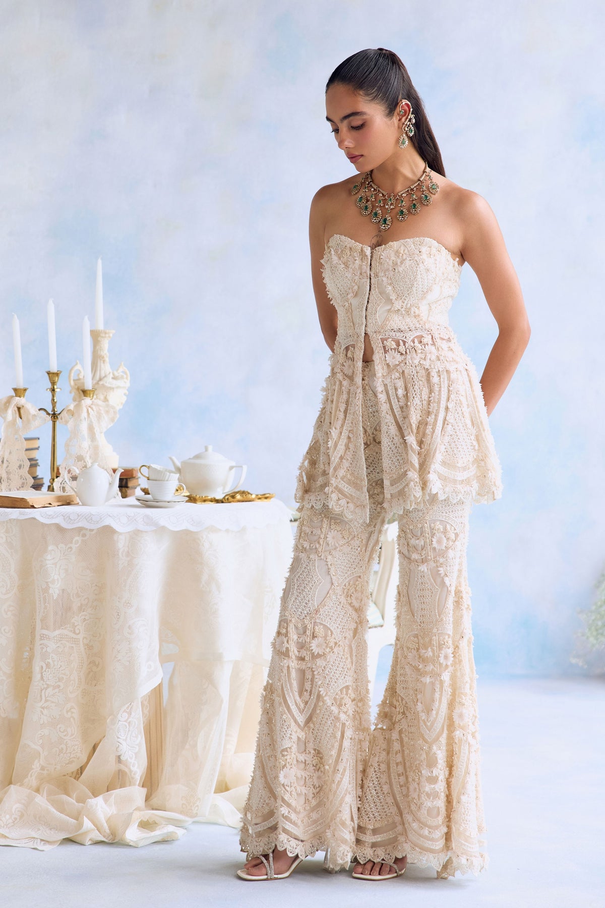 Faye Peplum Sharara Set