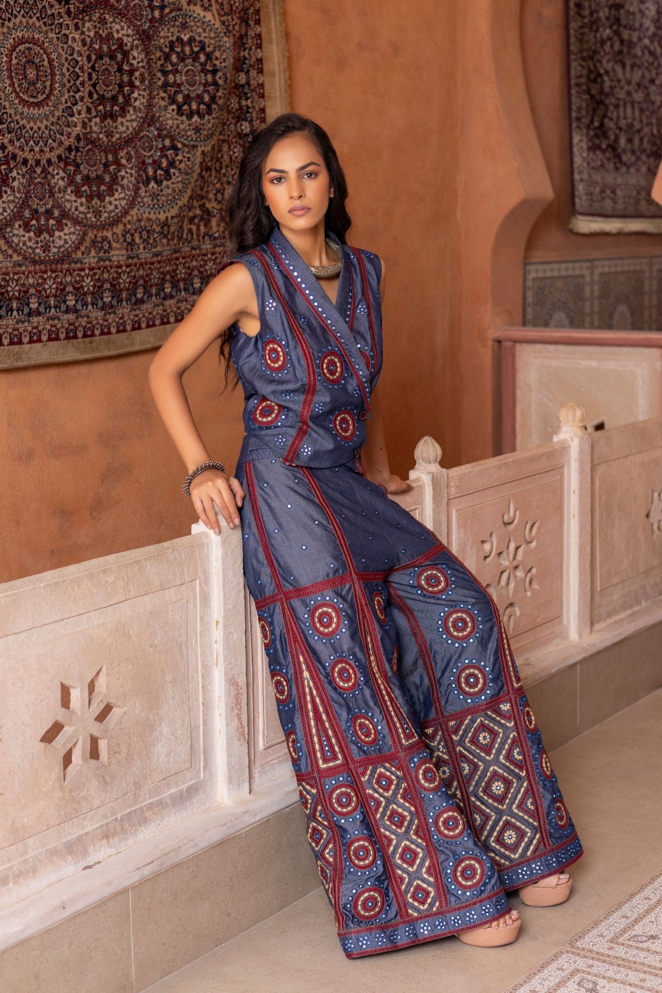 Denim Embroidered Co - ord Sets - Pinnacle by Shruti Sancheti - Elahe