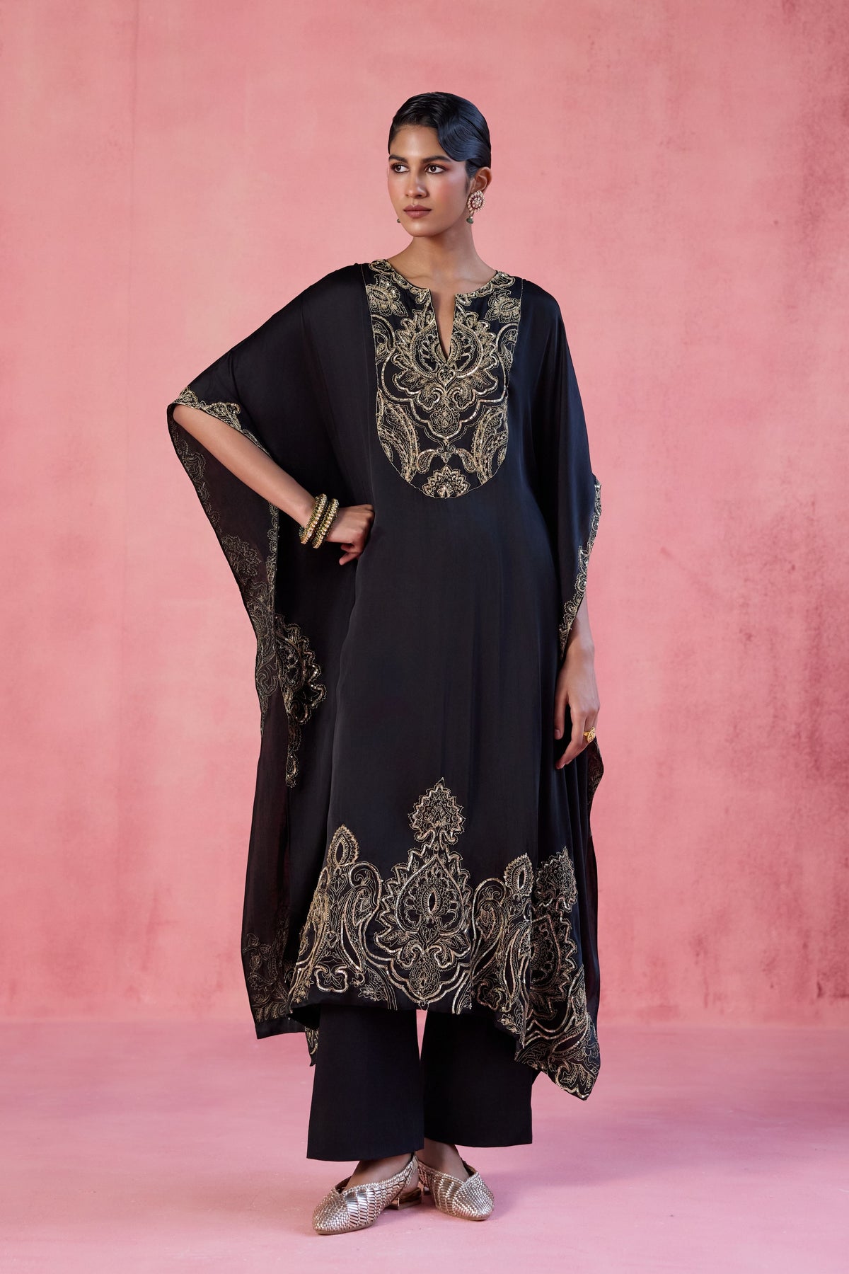 Zoya Black Kaftan Set