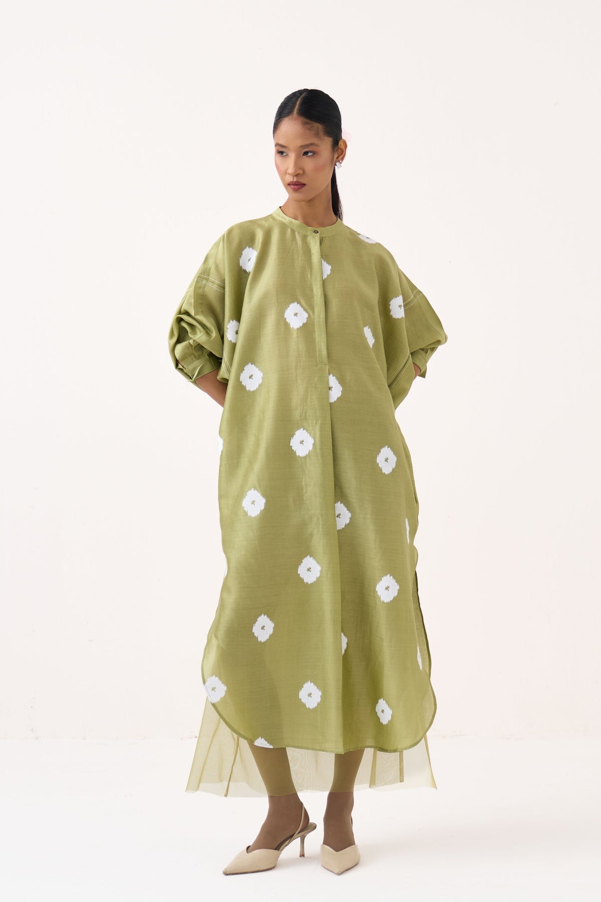 Block Print Bat Sleeve Dress