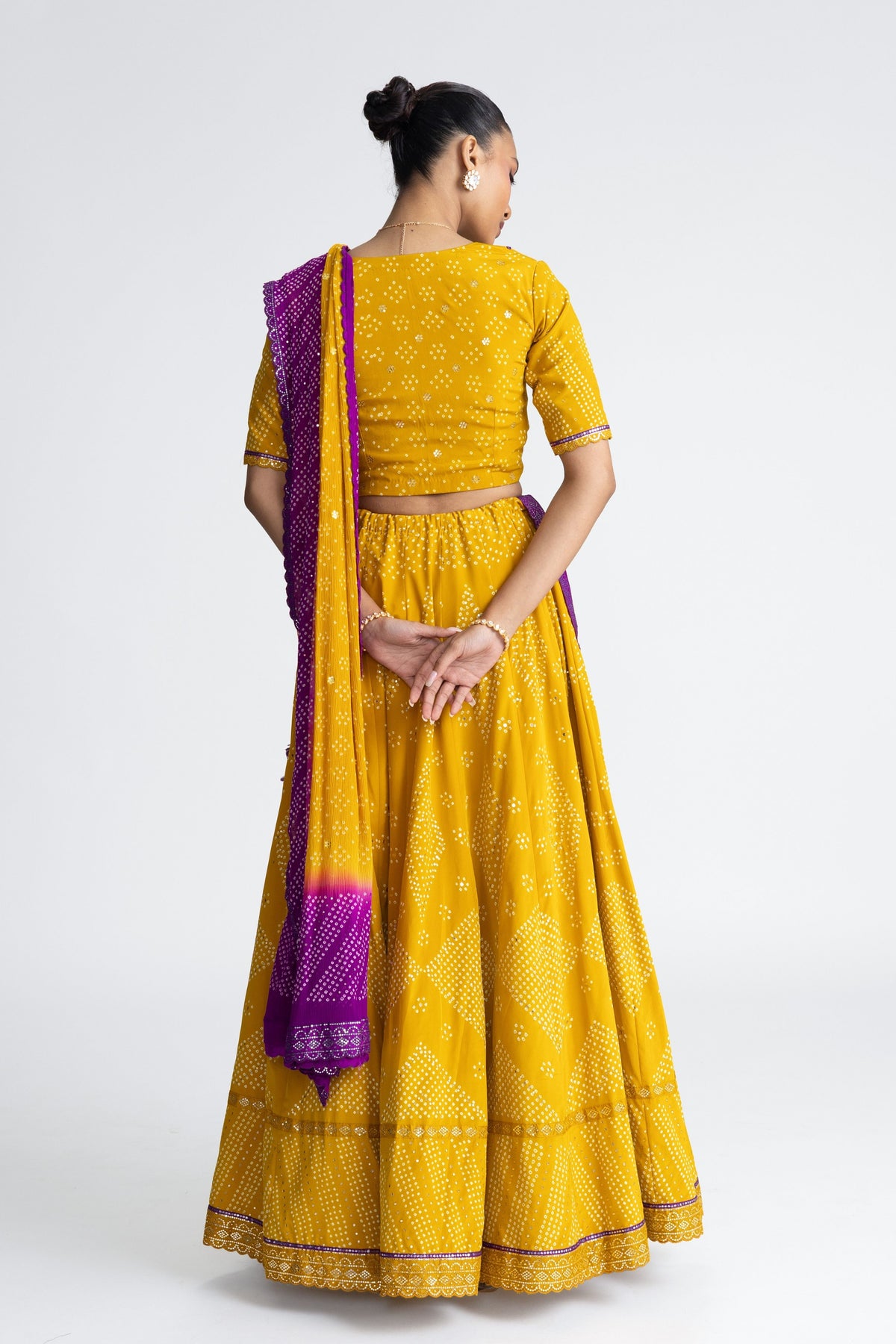 Yellow Bandhani Lehenga