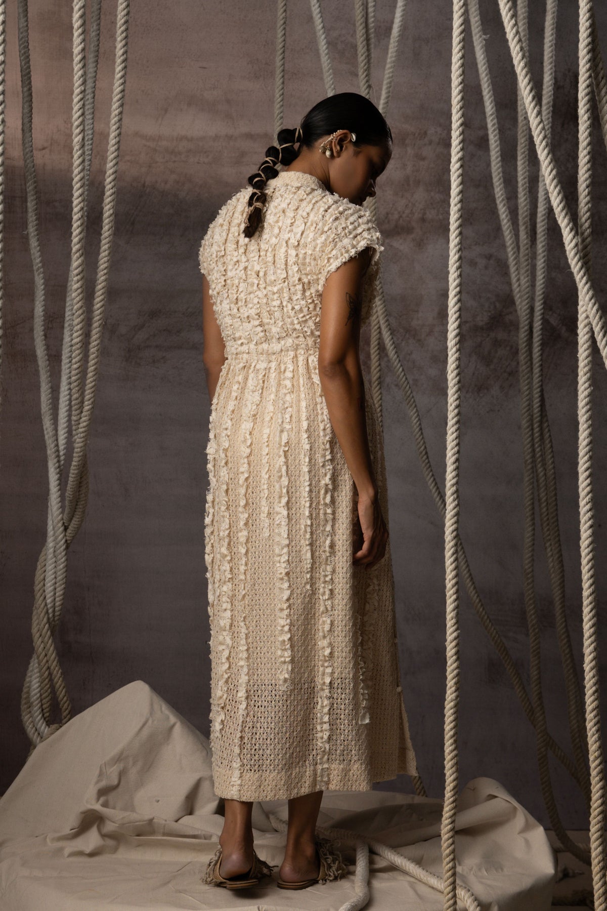 Ivory Ruched  Dress