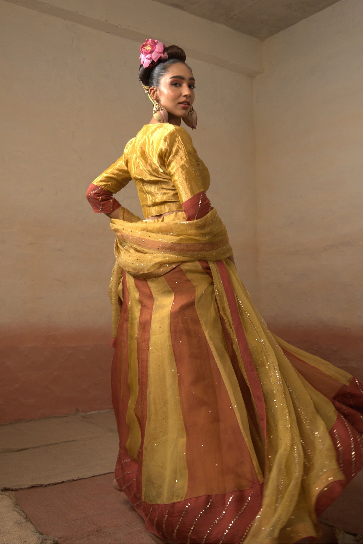Multicolour Tissue Lehenga