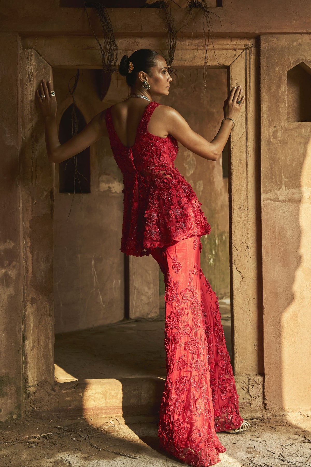 Fiery Blossom Sharara Set