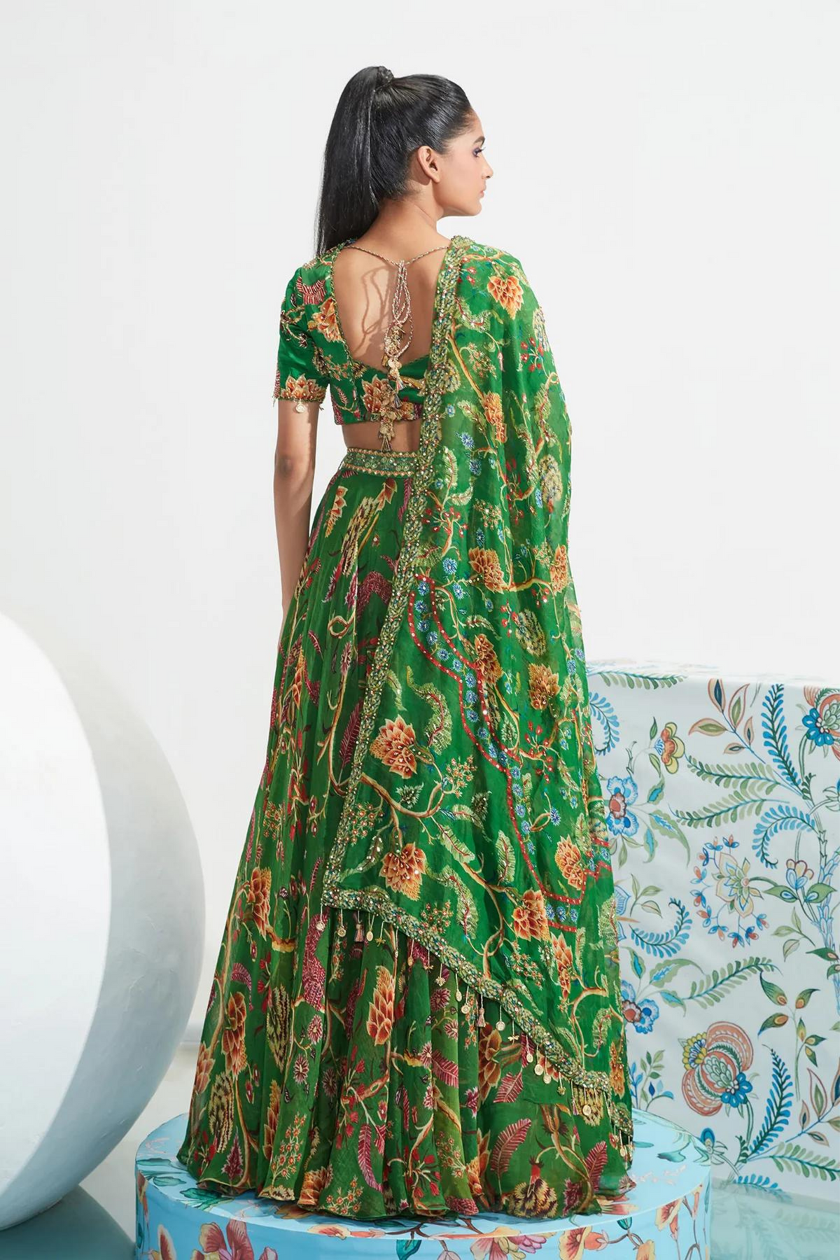 Sarah Green Embroidered Lehenga Set