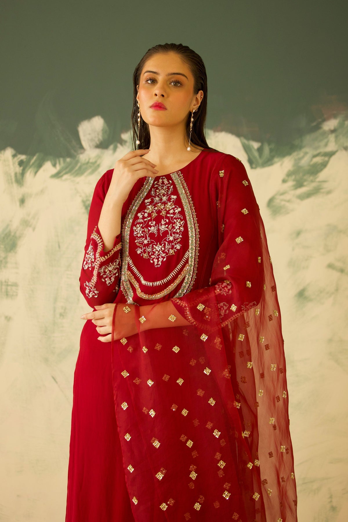 Crimson Red Kurta Set