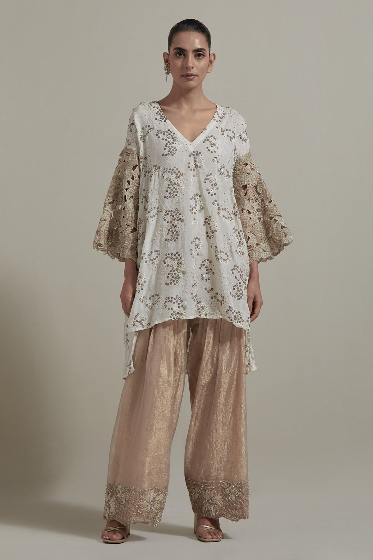Pink Cutwork Sleeve Kurta Set