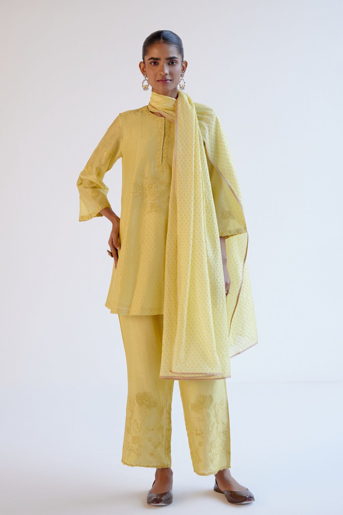 Lemon Yellow Short Kurta Set