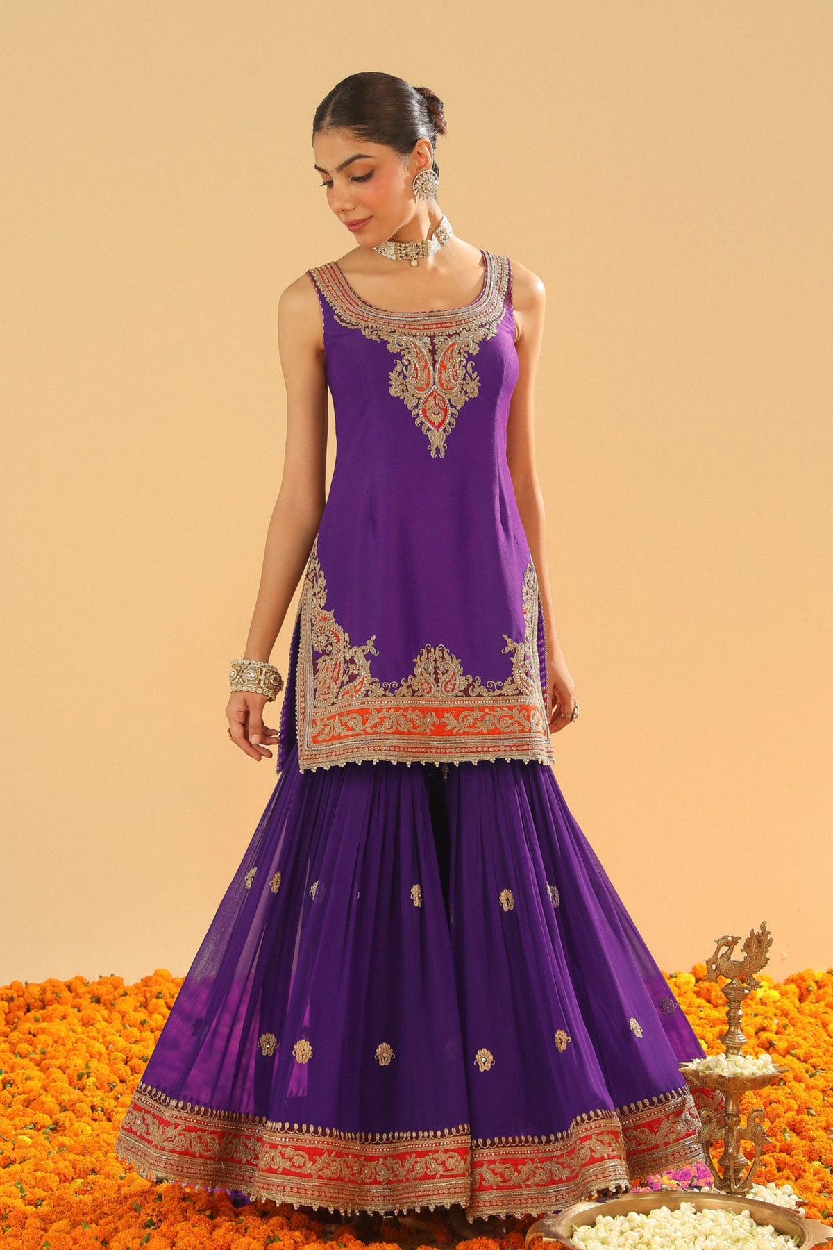 Purple Kurta Sharara Set