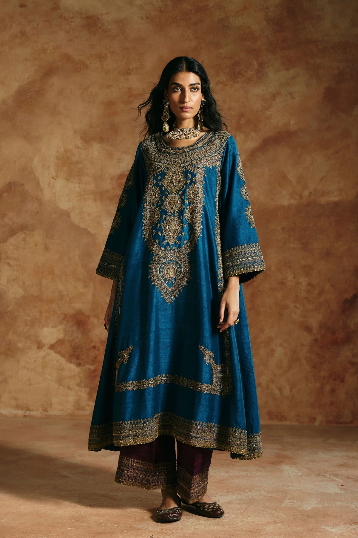 Teal Blue Sindh Kurta Set