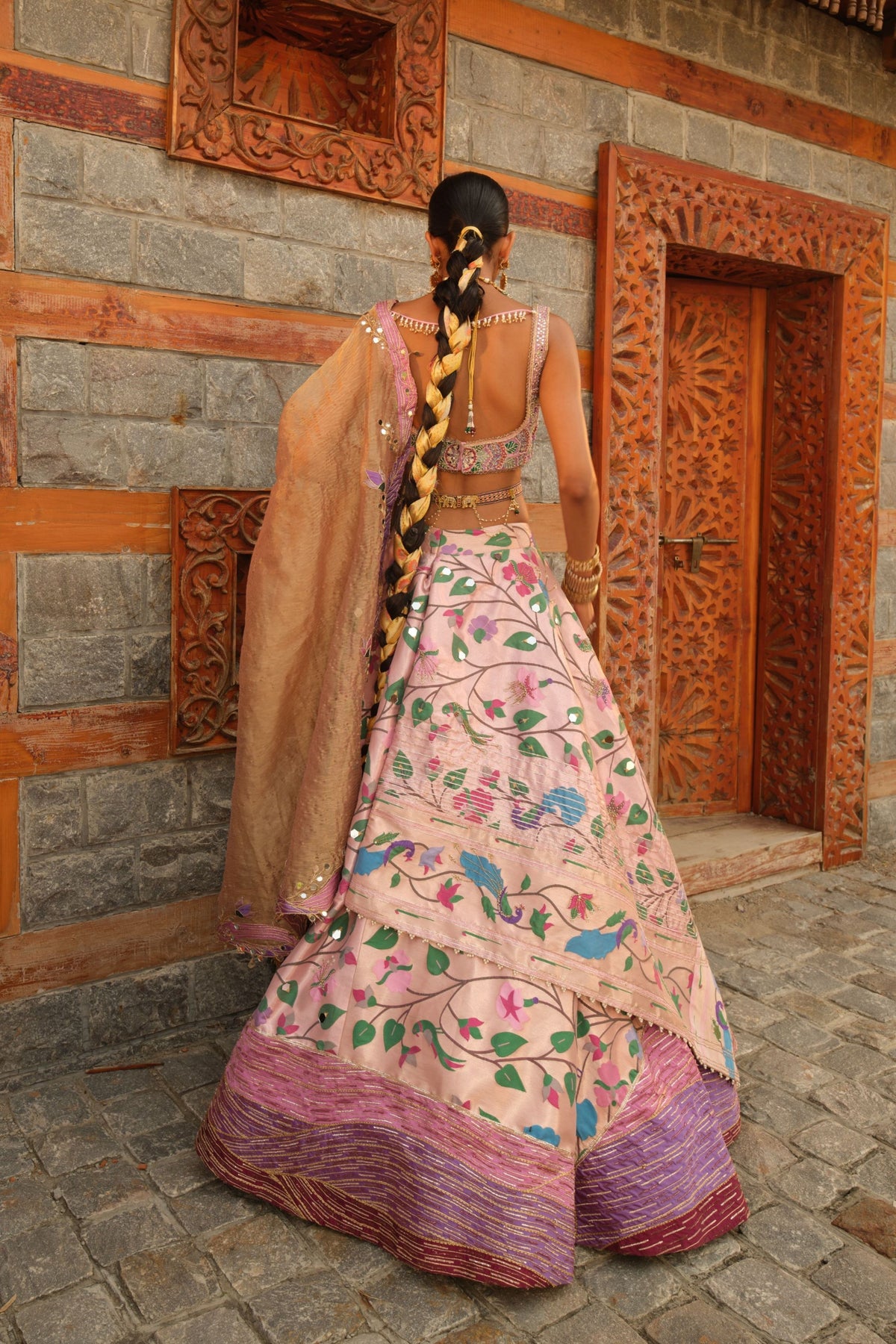 Paithani Pink Lehenga Set